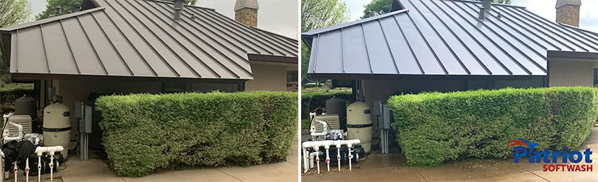 Patriot SoftWash - Colleyville metal roof cleaning before & after