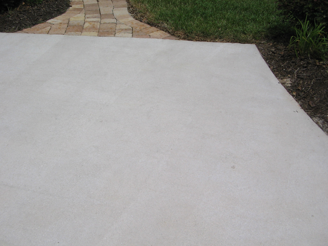 After fertilizer stain removal on concrete