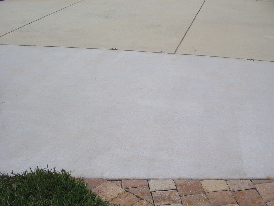 After fertilizer stain removal on concrete