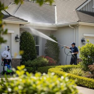 Residential home soft washing showcasing eco-friendly cleaning methods and professional care by Patriot Softwash.