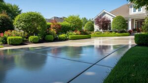 Clean concrete driveway enhancing curb appeal and property maintenance