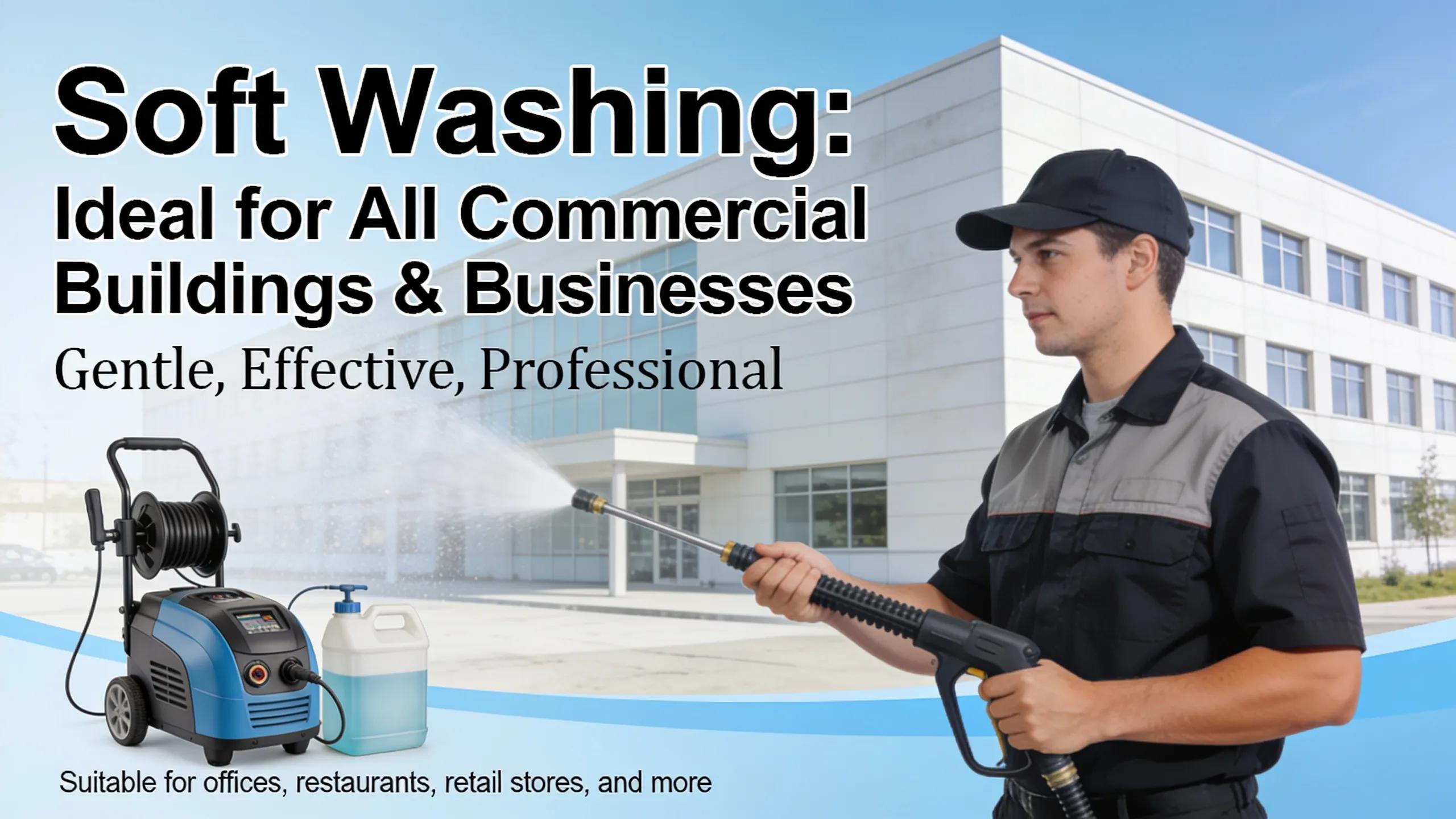 Soft washing is a good option for all types of commercial buildings and businesses, making
