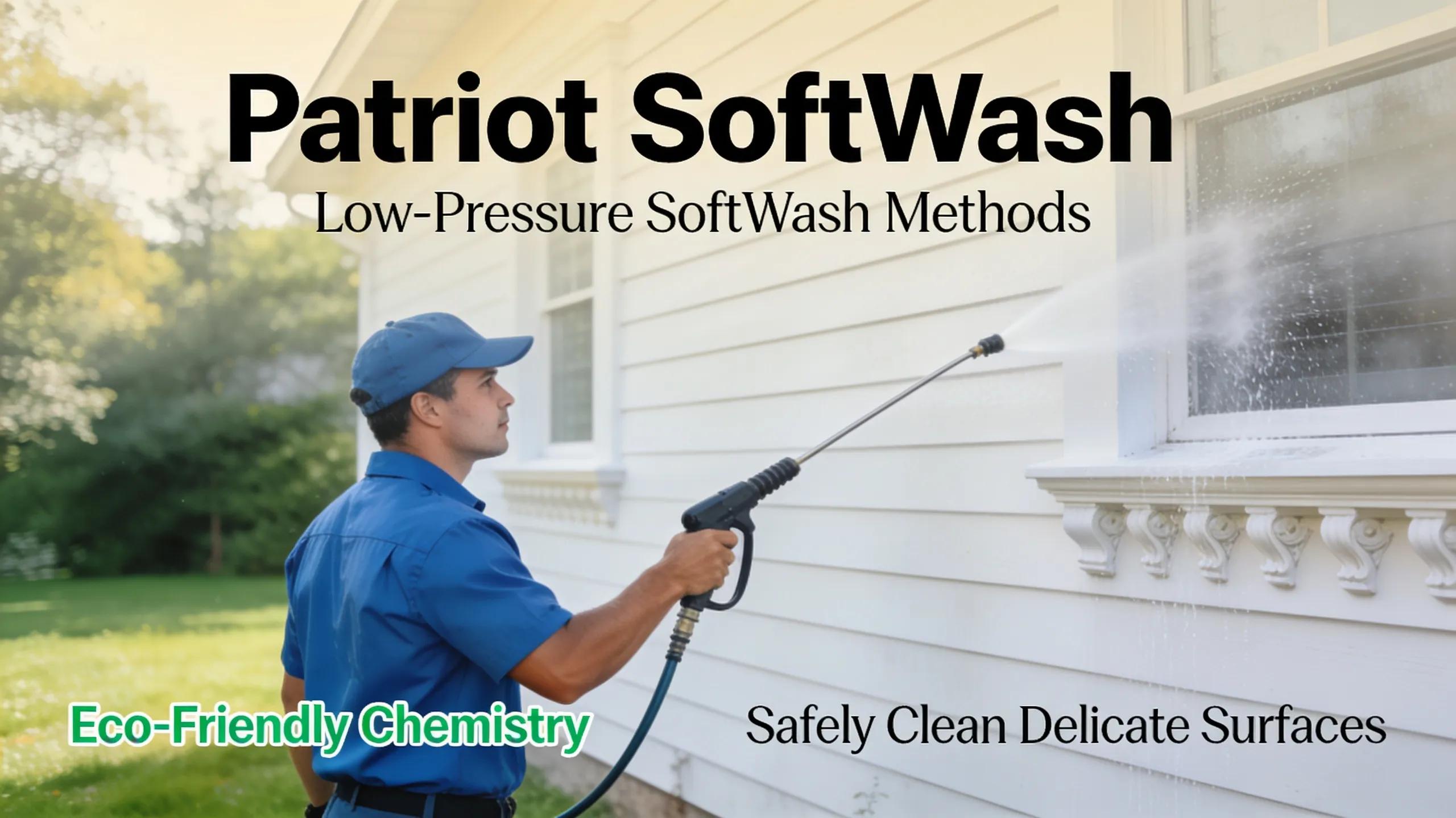 Patriot SoftWash uses low-pressure SoftWash methods and eco-friendly chemistry to safely clean delicate surfaces such